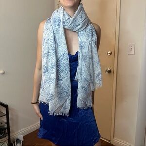 Elegant Blue and White Scarf wrap